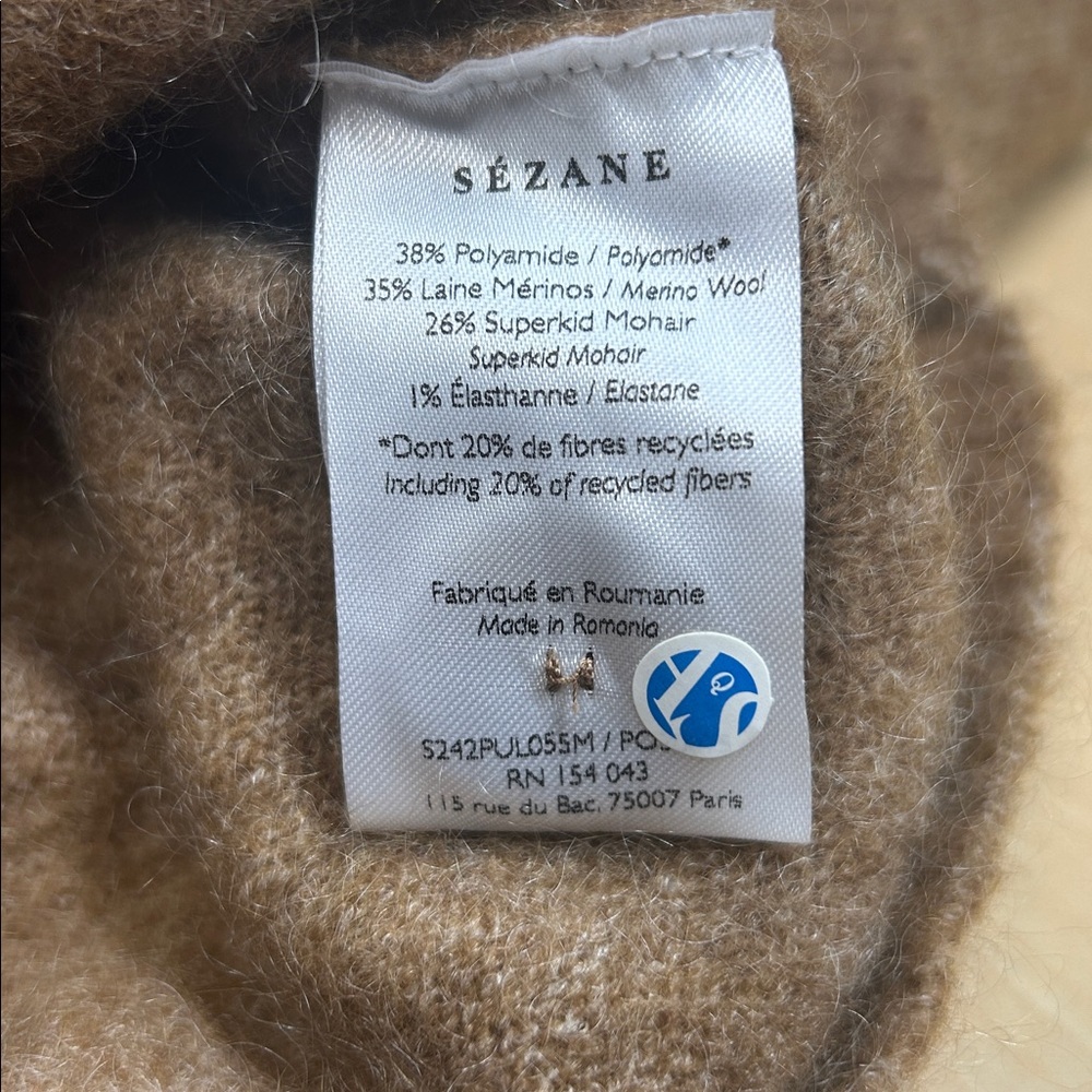 Sezane Tan Button-Detail Crew Neck Sweater - Picture 9 of 15